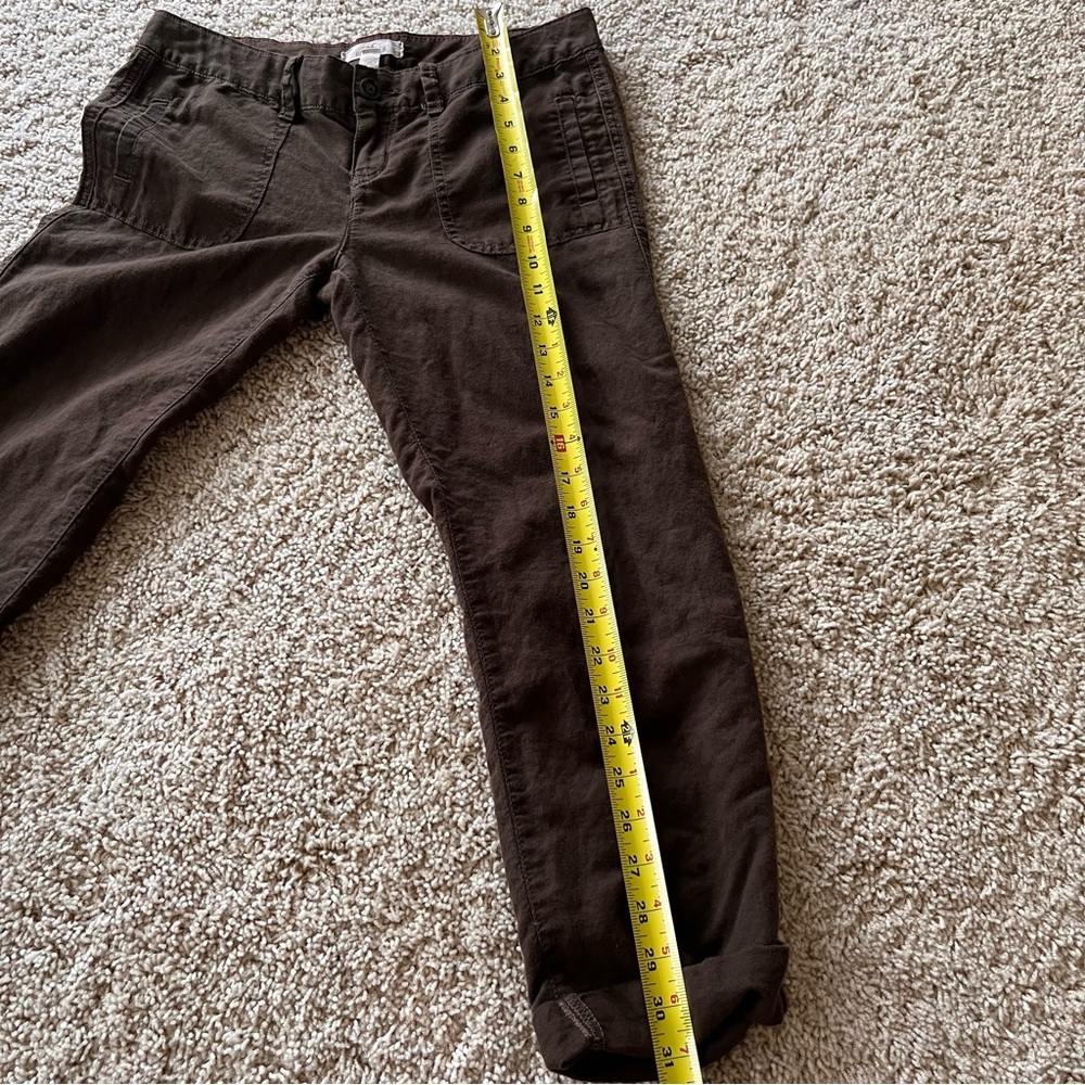 Vintage Y2K Hollister Linen Cargo Capri Pants XS Brown Low Rise Preppy - Picture 7 of 11
